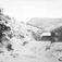 Kort : N. Fron 9/2.1901. Vinstra Foss fra broen. Frosset elv, bygninger, vinter.