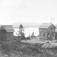 Nord-Fron 26.07.1902. Feforkampen's sanatorium mod syd. Bygninger, vann, trær, personer.