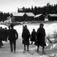Frognerseteren, Oslo. 1908-1910. Vintermotiv. Sportshallen. Skiløpere.