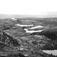 Buskerud ved Kongsberg. 1930. Oversiktsbilde over skog og fjellområde. Vann.