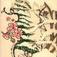 Julekort. Jule- og nyttårshilsen. Vintermotiv. Snødekte trær, blomster og fugler. Dateres 24.12.1898.