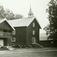 Loft med klokketårn og stabbur, Grinder, Grue, Hedmark. Fotografert 1935
