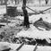Uranienborgparken, Oslo, 23.02.1954. Mann med pressluftbor.