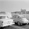 Stathelle, Bamle, juni 1960. Brevikbrua under bygging. Biler.