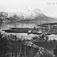 Parti fra Vestnes. ca 1908. Utsikt over Helland mot sør. Bildet er tatt fra Vestneshaugen, og fotografens initialer er H.L.L originalbildet er i farger.