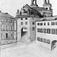 Akvarell - Gillet, Domtrapphuset, Gillbergska huset och Uppsala domkyrka med Hårlemanska huvarna, Uppsala